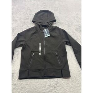 DSG Girls Sport Fleece Full Zip Hoodie Pure Black Size Medium 10-12